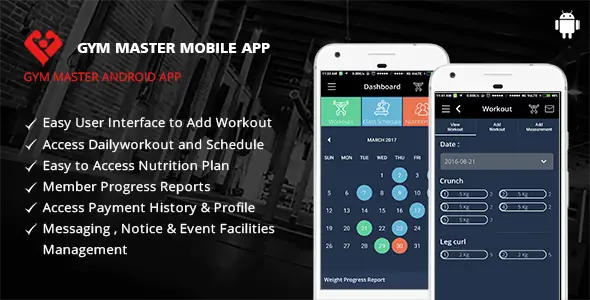 Gym Master Mobile App for Android Android Sport &amp; Fitness Mobile App template