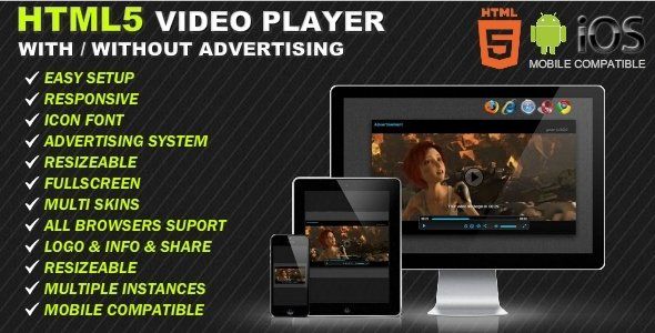 HTML5 Responsive Video Player & Advertising Android  Mobile App template