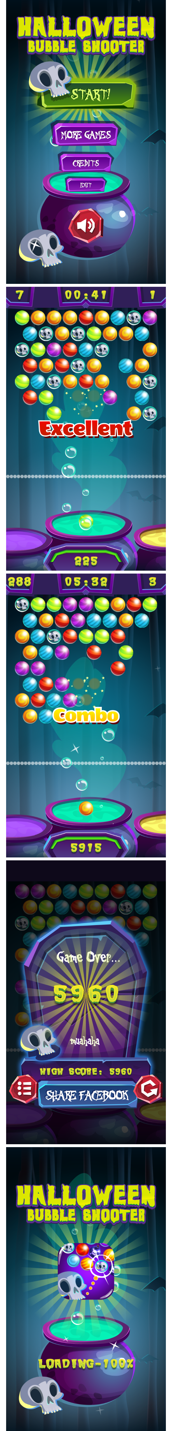 Halloween Bubble Shooter - HTML5 Game, Mobile Version+AdMob!!! (Construct 3 | Construct 2 | Capx) - 1