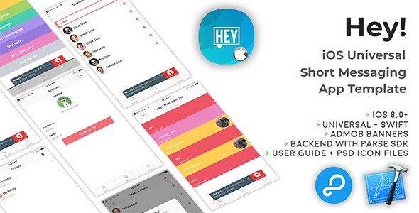 Hey! | iOS Universal Short Messaging App Template (Swift) Android Chat &amp; Messaging Mobile App template