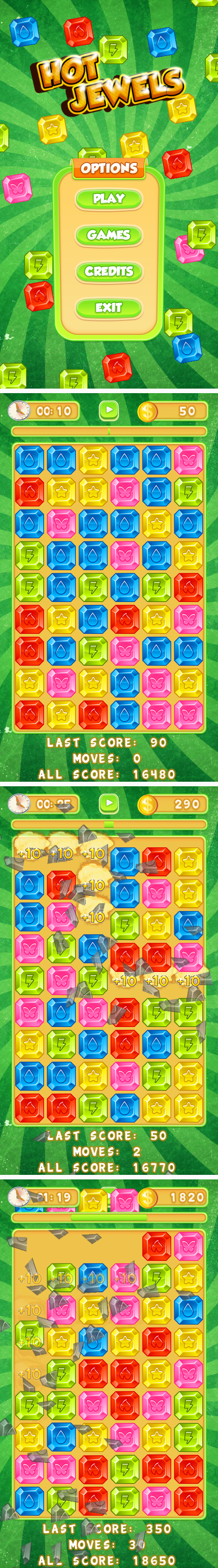 Hot Jewels - HTML5 Mobile Game (Construct 3 | Construct 2 | Capx) - 1