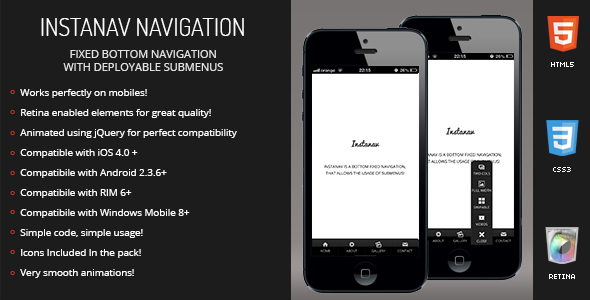 Instanav | Bottom Navigation for Mobiles & Tablets Android  Mobile App template