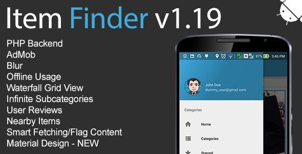 Item Finder MarketPlace Full Android Application v1.19 Android Developer Tools Mobile App template