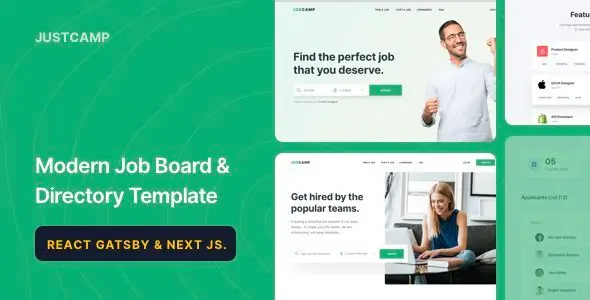 Jobcamp - React Gatsby & Next JS Job Board & Directory Template   Mobile App template