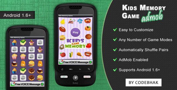 Kids Memory Game with AdMob Android Game Mobile App template