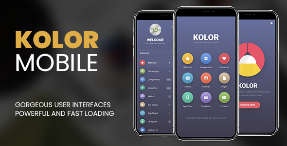 Kolor | PhoneGap & Cordova Mobile App Android  Mobile App template