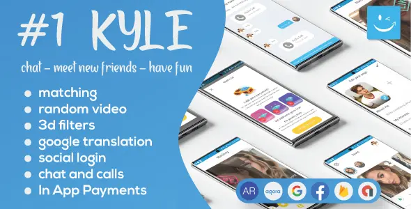 Kyle - Premium Random Video & Dating and Matching Android Chat &amp; Messaging Mobile App template