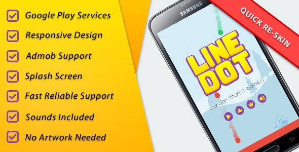 LineDot - Leader + Achievements + IAP + Share Android Game Mobile App template