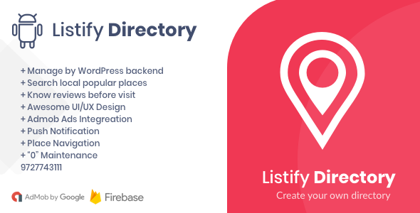 Listify - Business Directory Android Native App with WordPress Backend Android Food &amp; Goods Delivery Mobile App template