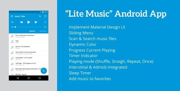 Lite Music - Android Music Player 4.3 Android Music &amp; Video streaming Mobile App template