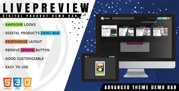 LivePreview - Theme Demo Bar for WordPress Android Developer Tools Mobile App template