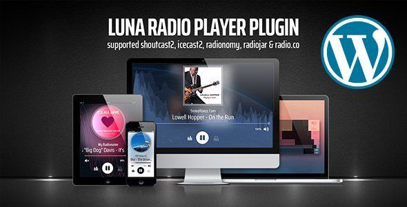 Luna Web Radio Player WordPress Plugin Android Music &amp; Video streaming Mobile App template