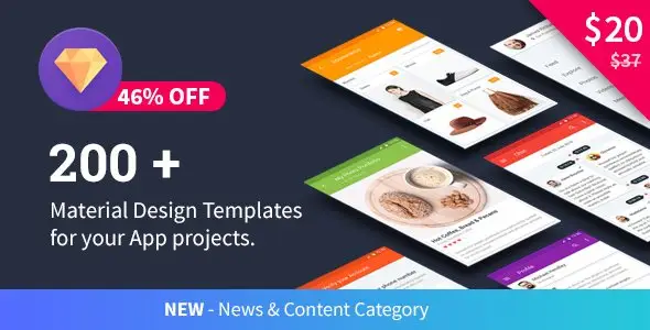Material Design Templates Android  Mobile App template