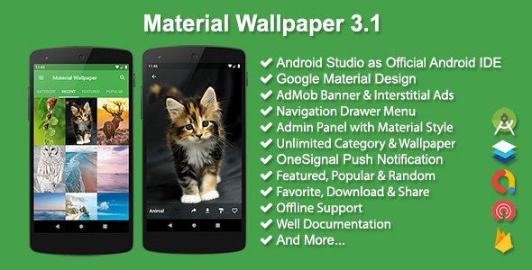 Material Wallpaper Android Developer Tools Mobile App template