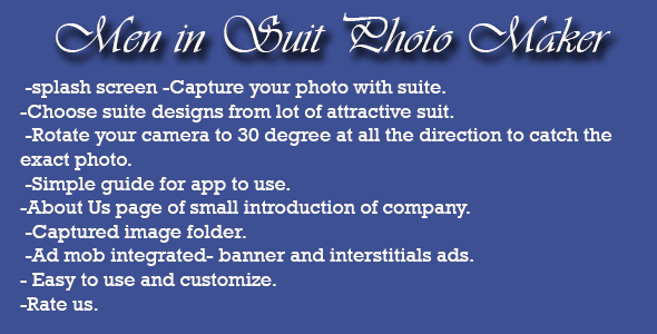 Men In Suit Photo Maker Android  Mobile App template