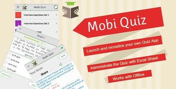 Mobi Quiz - Practice Test, Evaluate your learning , Exam App Android Books, Courses &amp; Learning Mobile App template
