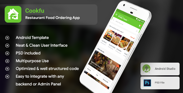 Multi Restaurant Food Delivery & Ordering Android App Template|3 Apps| Cookfu (XML Code) Android  Mobile App template