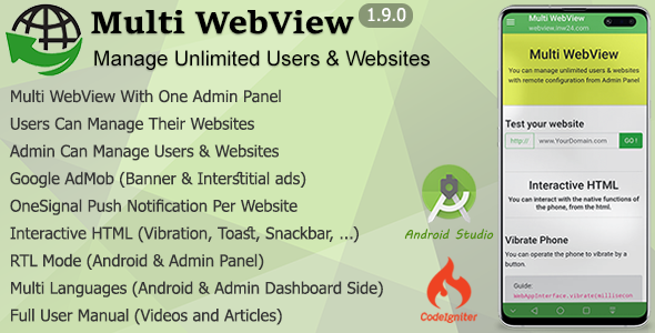 Multi WebView + Admin Panel Android  Mobile App template