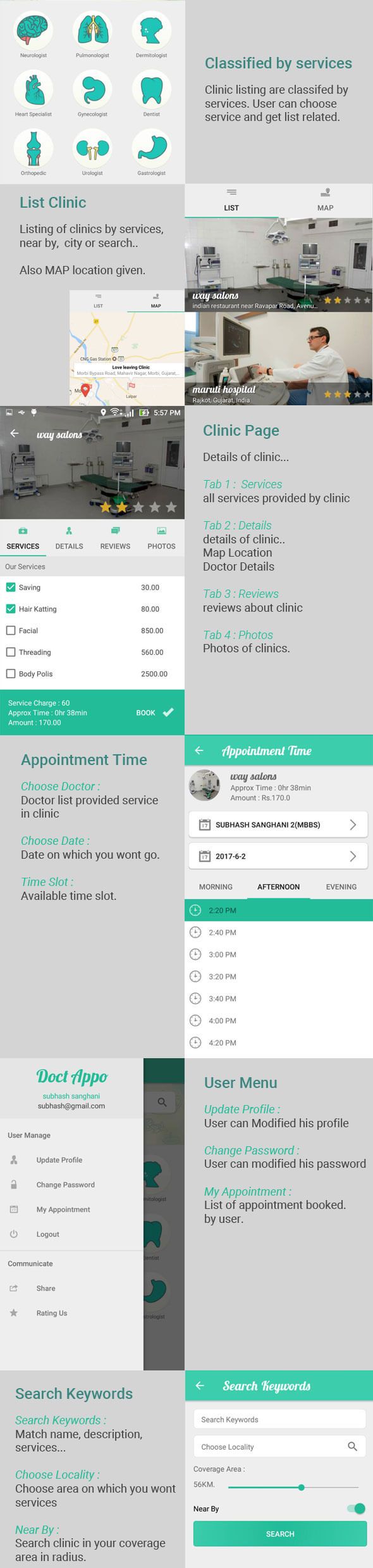 Multiple Clinic appointment booking app