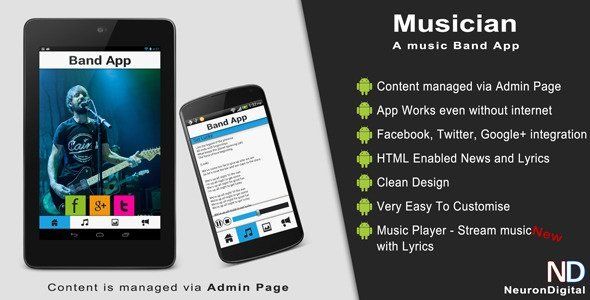 Musician - A Music Band Android App Android Music &amp; Video streaming Mobile App template