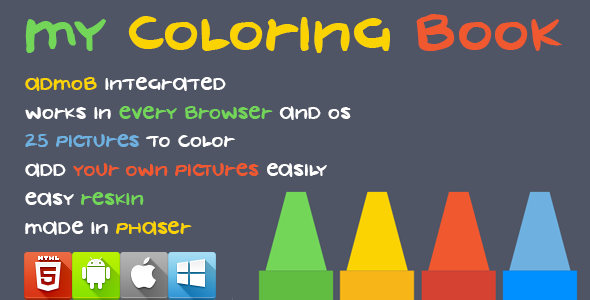 My Coloring Book - HTML5 Game - Phaser Android Game Mobile App template