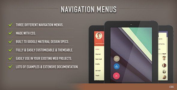 Navigation Menus (CSS) Android  Mobile App template