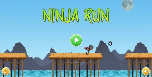 Ninja Run - HTML5 Mobile Game (Construct 3 | Construct 2 | Capx) Android Game Mobile App template