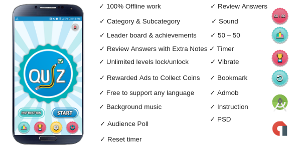 Offline Quiz Android Game Mobile App template