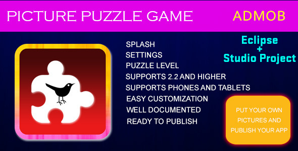 PICTURE PUZZLE GAME Android  Mobile App template
