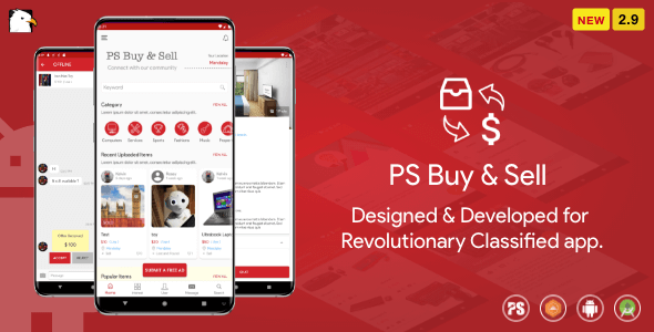 PS BuySell ( Olx, Mercari, Offerup, Carousell, Buy Sell ) Clone Classified App ( 2.9 ) Android Chat &amp; Messaging Mobile App template