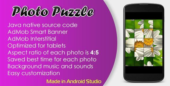 Photo Puzzle Game with AdMob Android Game Mobile App template
