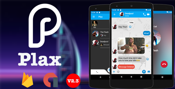 Plax - Android Chat App with Voice/Video Calls Android Chat &amp; Messaging Mobile App template
