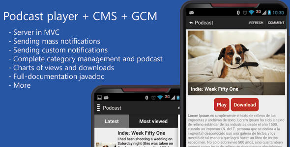 Podcast App + CMS + GCM Android Music &amp; Video streaming Mobile App template