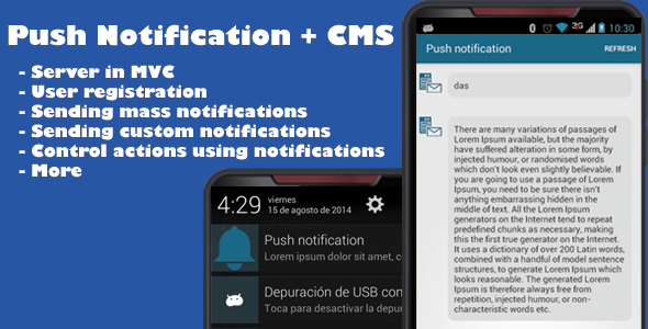 Push Notification App + CMS Android  Mobile App template