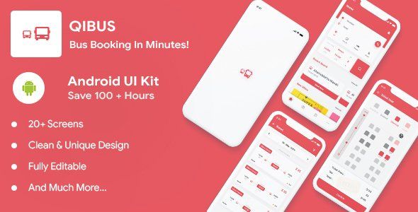 QIBus- Bus booking android app ui template - Kotlin Android Travel Booking &amp; Rent Mobile Uikit