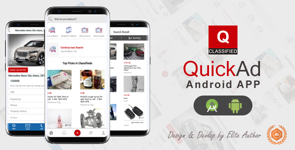 Quickad - Classified Native Android App Android  Mobile App template