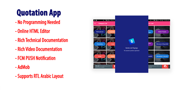 Quotes and Sayings | Native Android Quotation App with FCM PUSH Notification & AdMob Android  Mobile App template