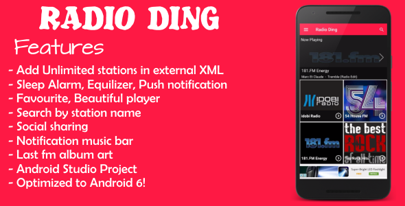 Radio Ding Android Music &amp; Video streaming Mobile App template