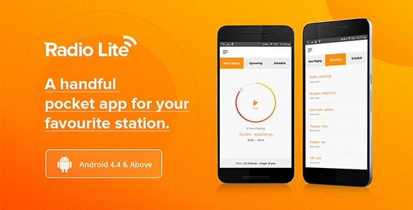 Radio Lite - Single Radio Streaming App Android Music &amp; Video streaming Mobile App template