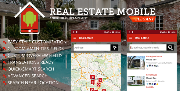 Real Estate Android App Android Travel Booking &amp; Rent Mobile App template