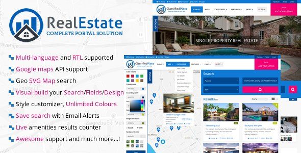 Real Estate Geo Portal Android Travel Booking &amp; Rent Mobile App template