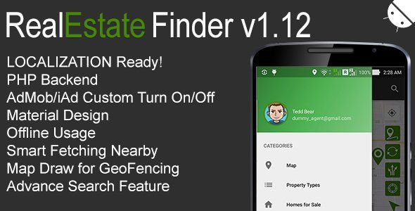 RealEstate Finder Full Android Application v1.12 Android Books, Courses &amp; Learning Mobile App template