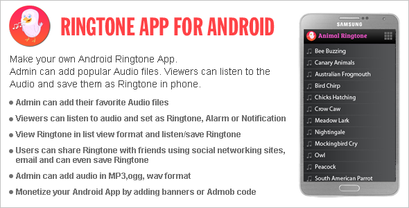 Ringtone App for Android Android  Mobile App template