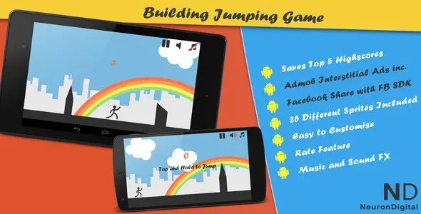 Run Stickman - A Building Jumping Game Android Game Mobile App template