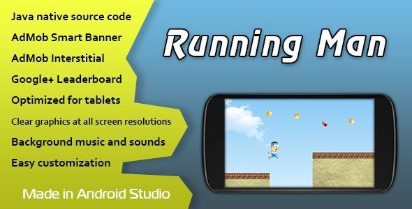 Running Man with AdMob and Leaderboard Android Game Mobile App template