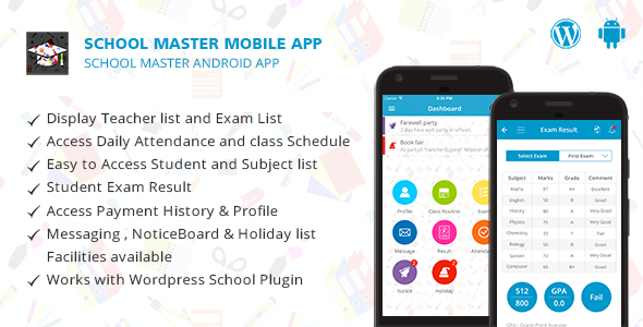 School Master Mobile App for Android Android Books, Courses &amp; Learning Mobile App template