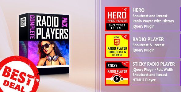 ShoutCast and IceCast HTML5 Radio Players Bundle Android Music &amp; Video streaming Mobile App template