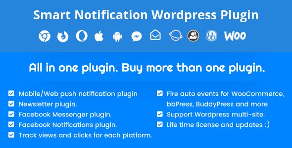 Smart Notification Wordpress Plugin. Web & Mobile Push, FB Messenger, FB Notifications & Newsletter. Android Ecommerce Mobile App template