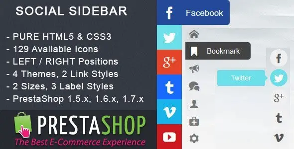 Social Sidebar - PrestaShop Module Android Ecommerce Mobile App template