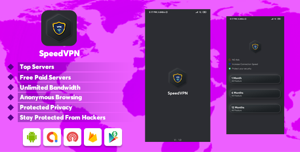 SpeedVPN Free VPN Proxy Android Books, Courses &amp; Learning Mobile App template